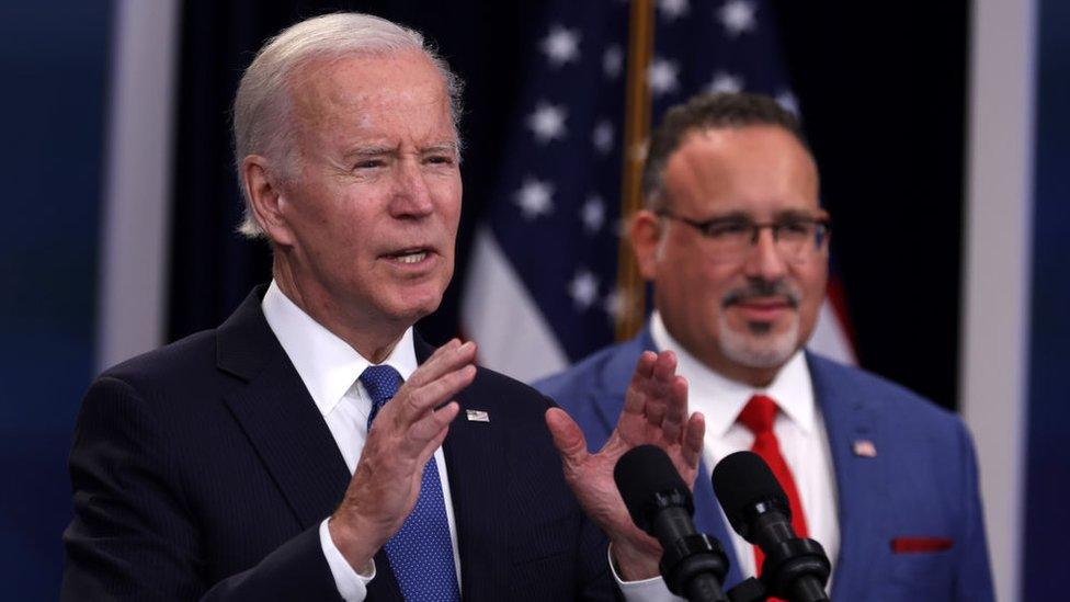 Joe Biden and Secretary of Education Miguel Cardona