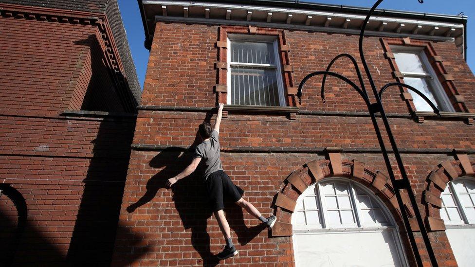 Parkour athlete Shane Griffin trains in Haverhill