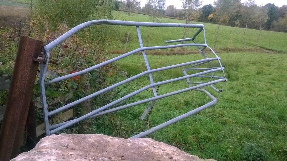 Broken farm gate