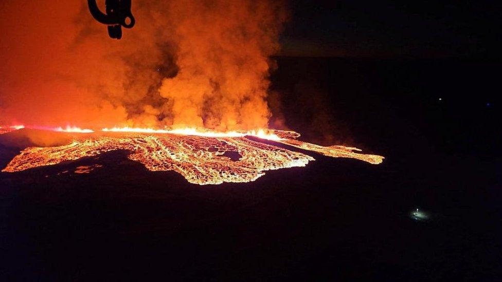 Lava spreads across the Reykjanes peninsula