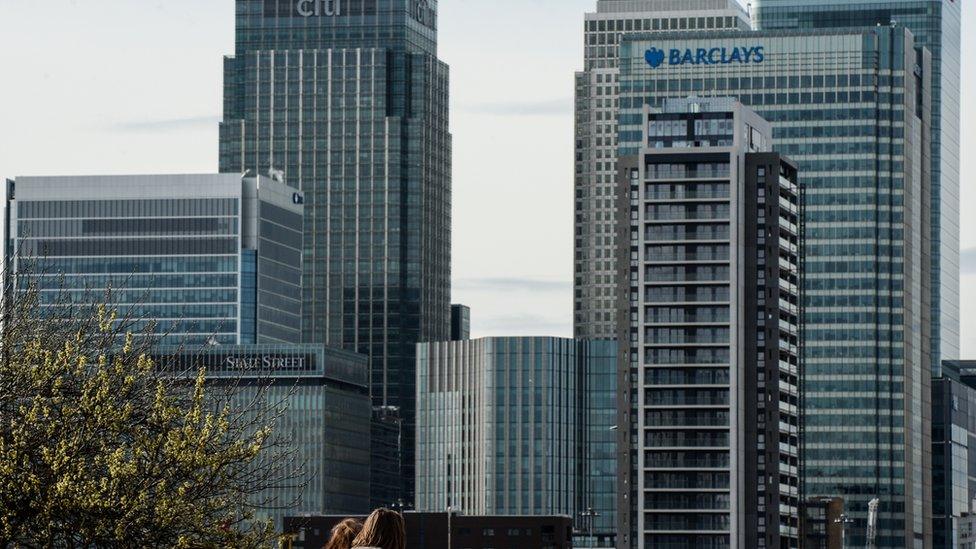 Banks in London's Canary Wharf