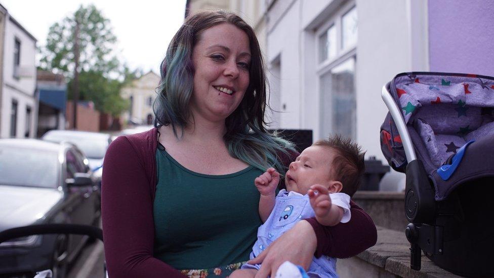 Asheley Thomas, 29, with son Hywel. She works in the NHS and knows the hard work that goes in.