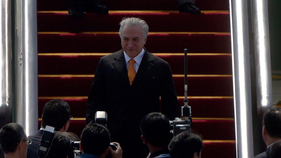 Michel Temer arriving in Hangzhou for the G20 leaders summit