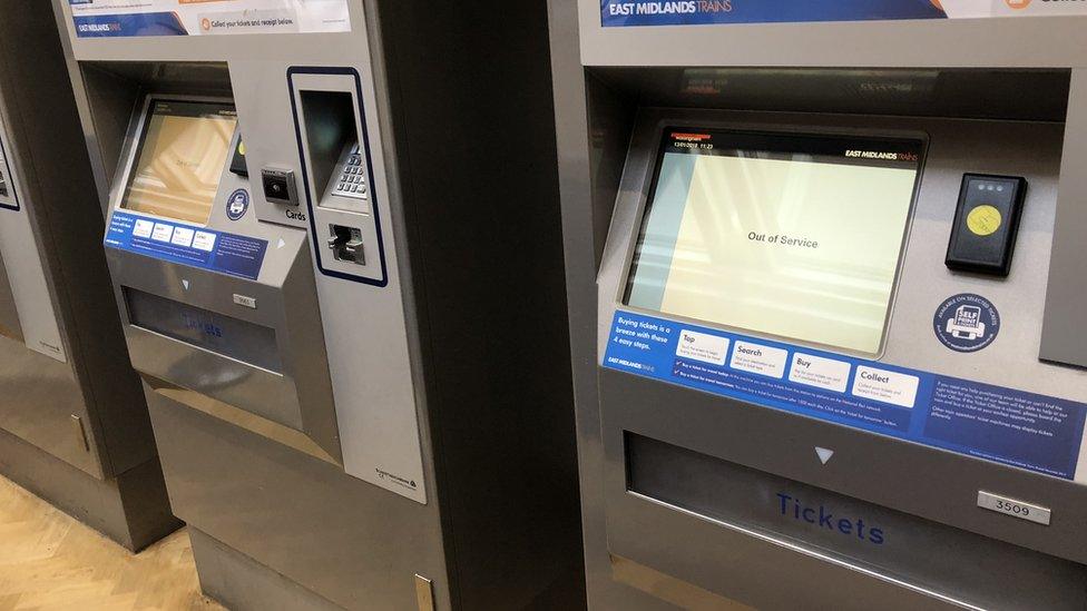 Ticket machines out of order at Nottingham railway station