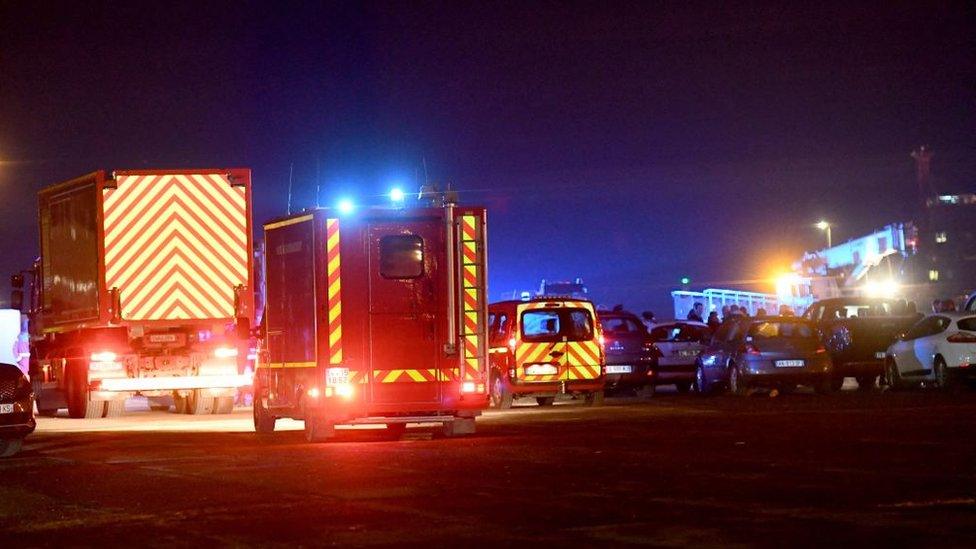 Emergency services at Calais harbour