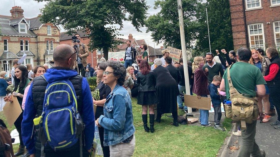 Protestors at Weekley Hall Woods demonstration