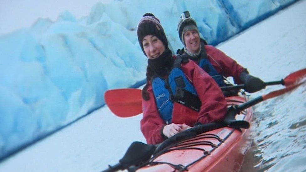 Claire and James in a kayak together