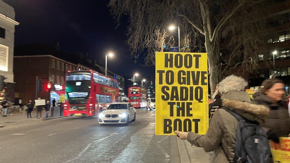 Demonstrators outside Ealing Town Hall on Thursday