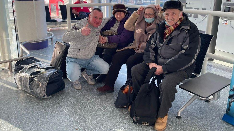 Family at airport