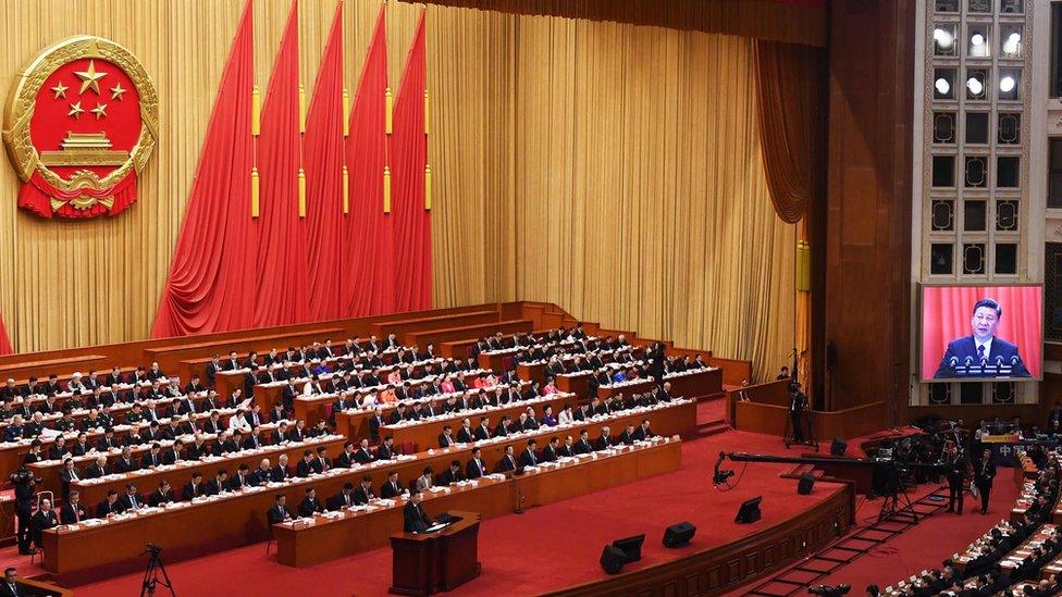 Xi Jinping speaking in parliament