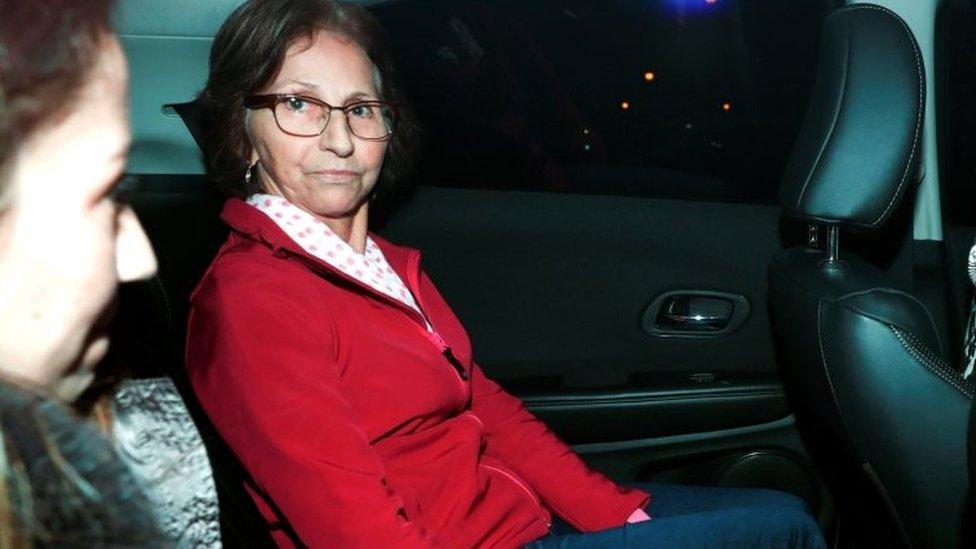 Aparecida Schunck, mother-in-law of Formula One supremo Bernie Ecclestone, leaves a police station in Sao Paulo, Brazil, 1 August 2016