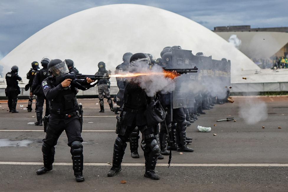 Security forces in Planalto Palace, in Brasilia, Brazil, January 8, 2023.