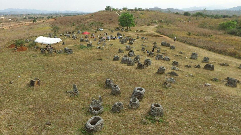 An aerial view of one of the dig sites