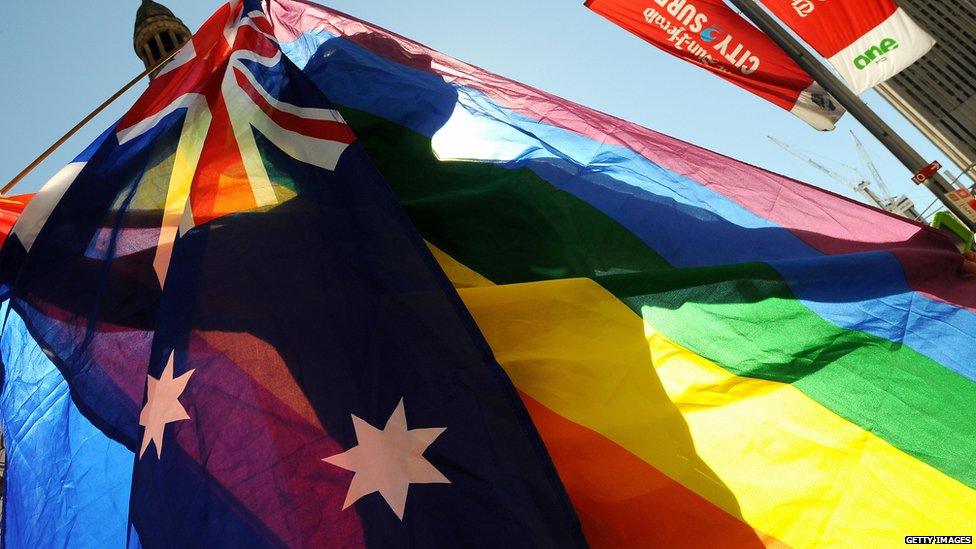 Rainbow Australian flag in Sydney to support marriage equality