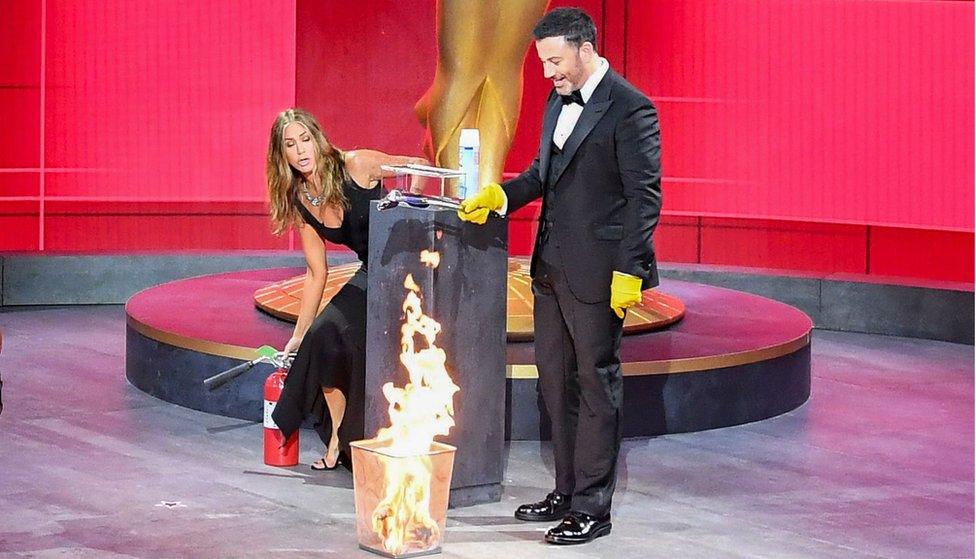 Jennifer Aniston and Jimmy Kimmel