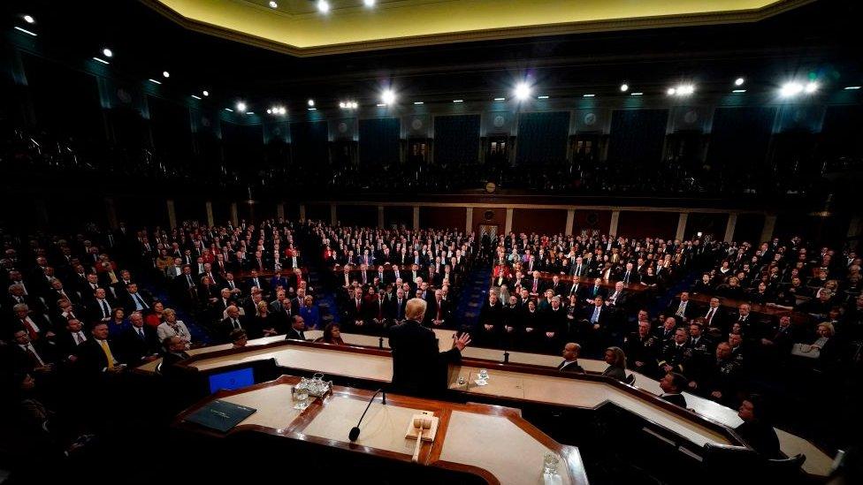 Trump addressing the chamber