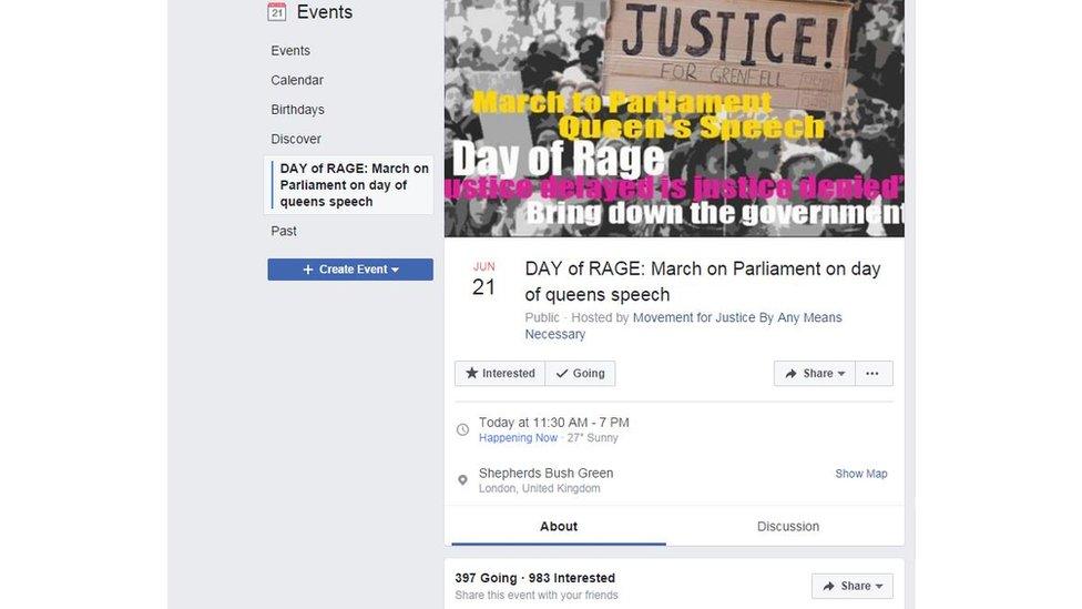 Around 400 people indicated they would go to the "Day of Rage" protest on the event's Facebook page