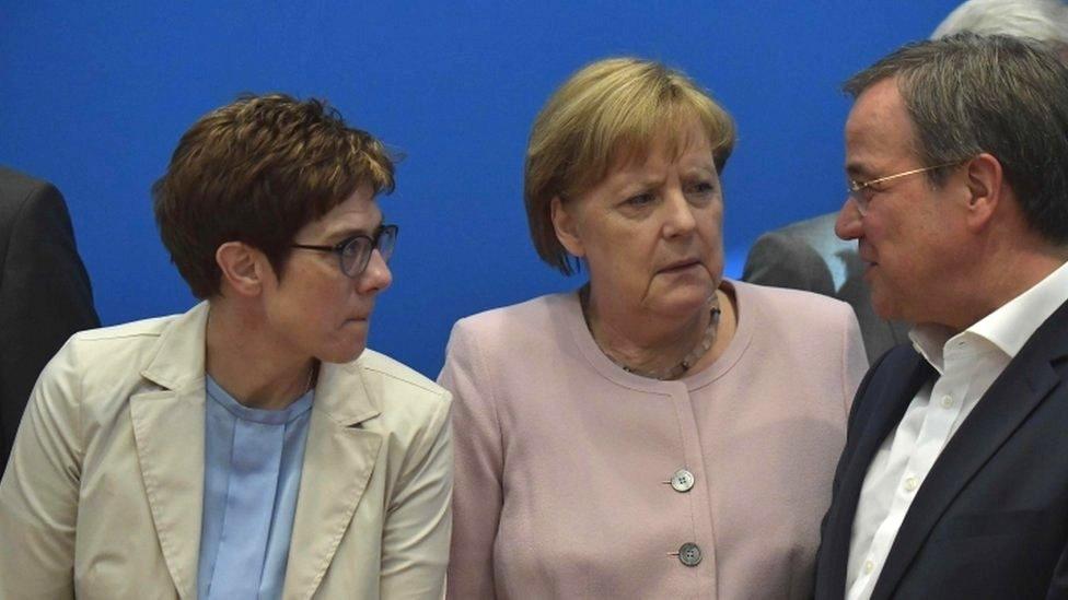 Angela Merkel pictured ahead of a CDU board meeting