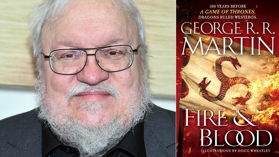 George RR Martin and the US book jacket of Fire and Blood