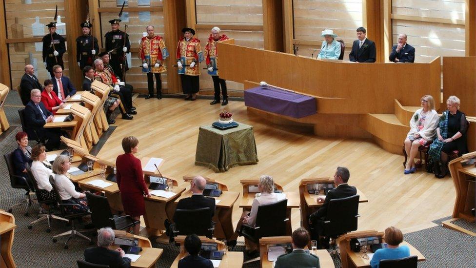 Nicola Sturgeon speaking in Holyrood chamber