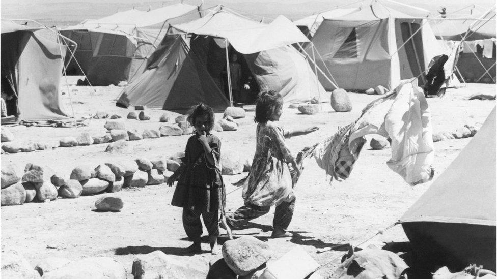 Palestinian refugee camp in Jordan, 1967