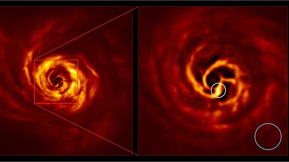 ESO's image highlights the 'twist' marking the baby planet