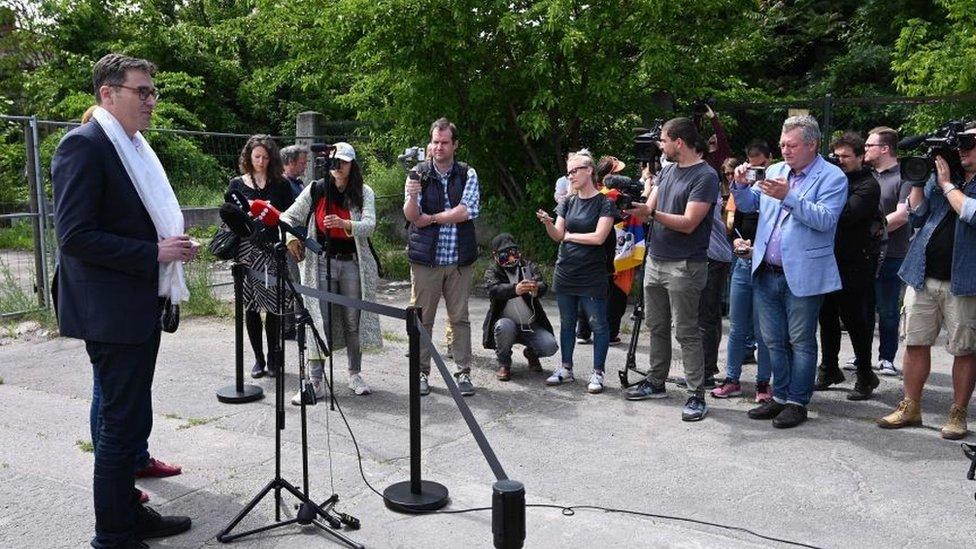 Mayor of Budapest Gergely Karacsony gives a press conference about the renamed streets