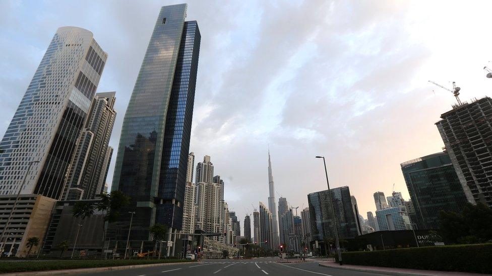 A general view of Dubai's Business Bay area (28 March 2020)