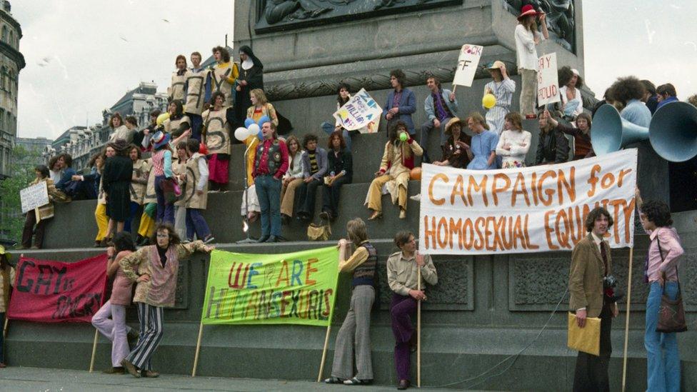 Protesters in Trafalgar Square in July 1972