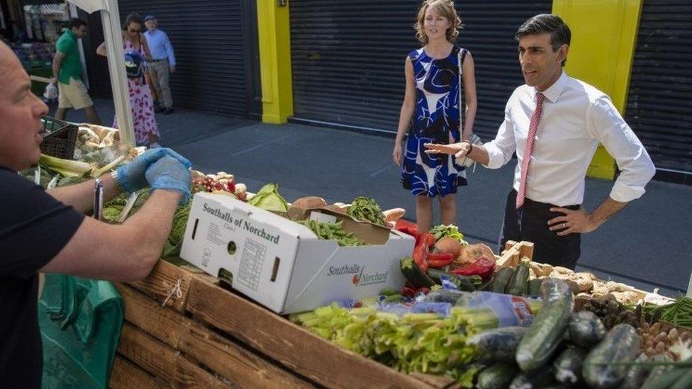 Rishi Sunak visiting Tachbrook Market in Westminster