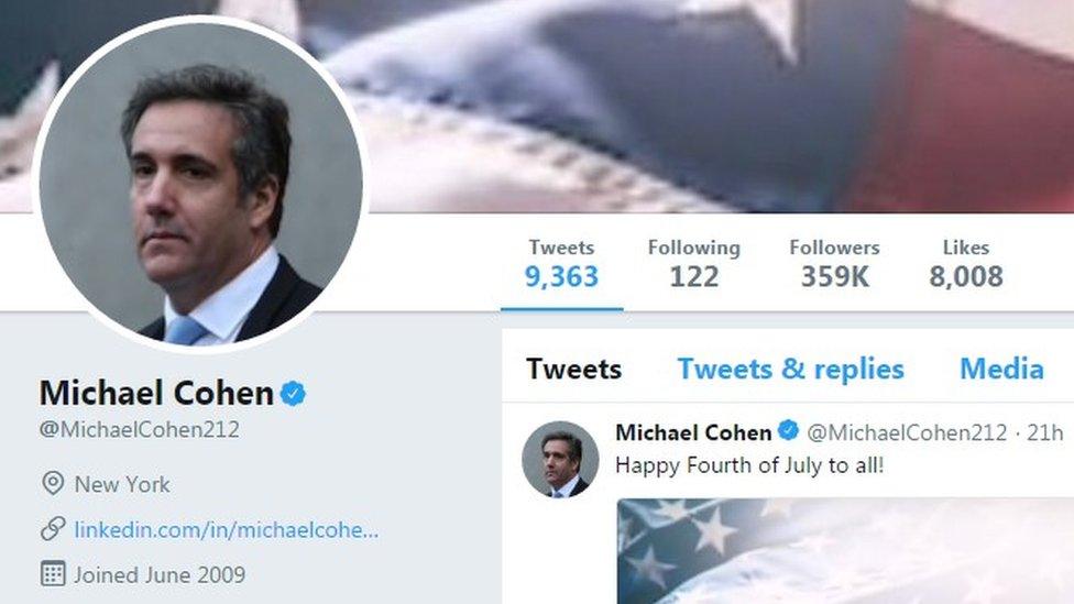 Cohen's Twitter page