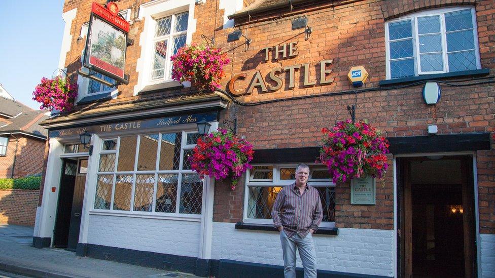 Roly Keech outside The Castle pub