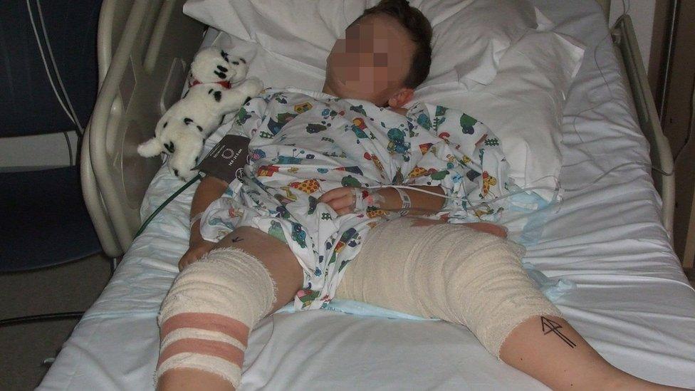 Shot seven-year-old Christian Hickey in a hospital bed