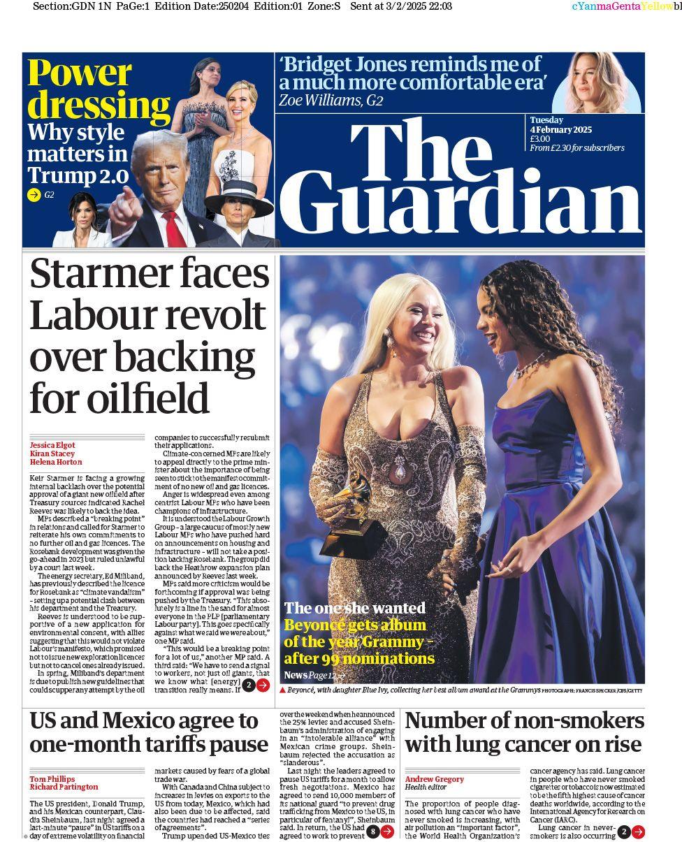 The Guardian front page