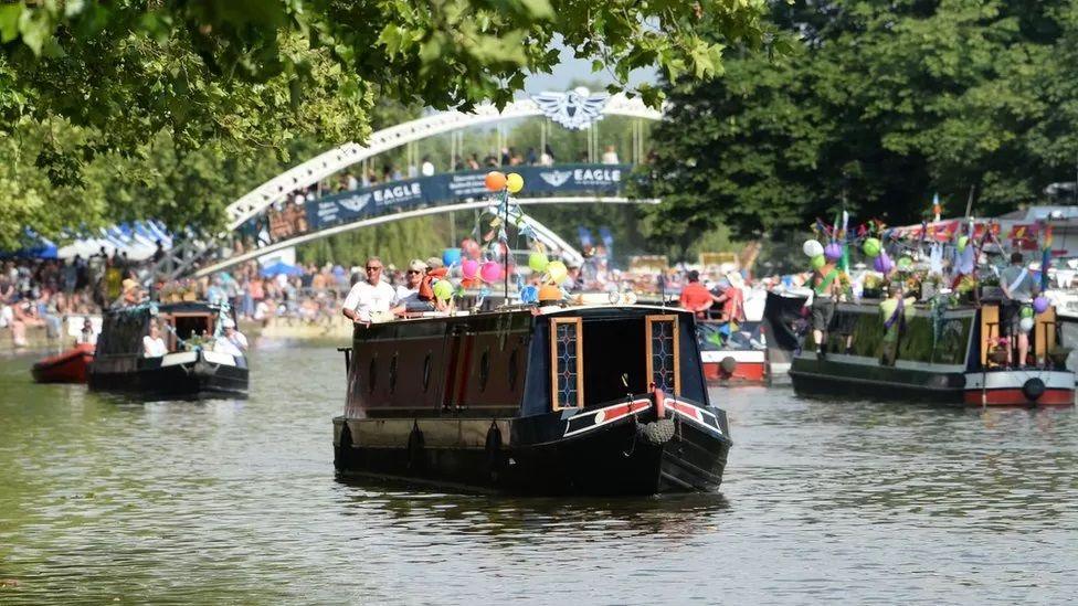 Boats on the River Great Ouse for Bedford River Festival