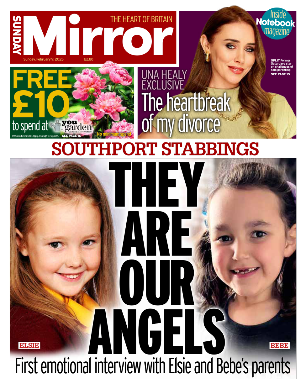 The front page of the Sunday Mirror newspaper