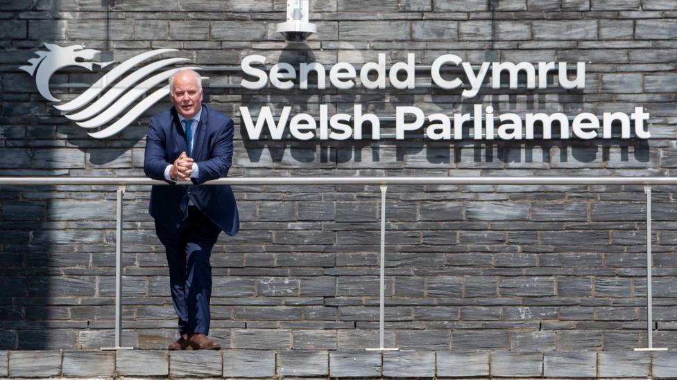 Leader of the Welsh Conservatives Andrew R.T Davies outside the Senedd
