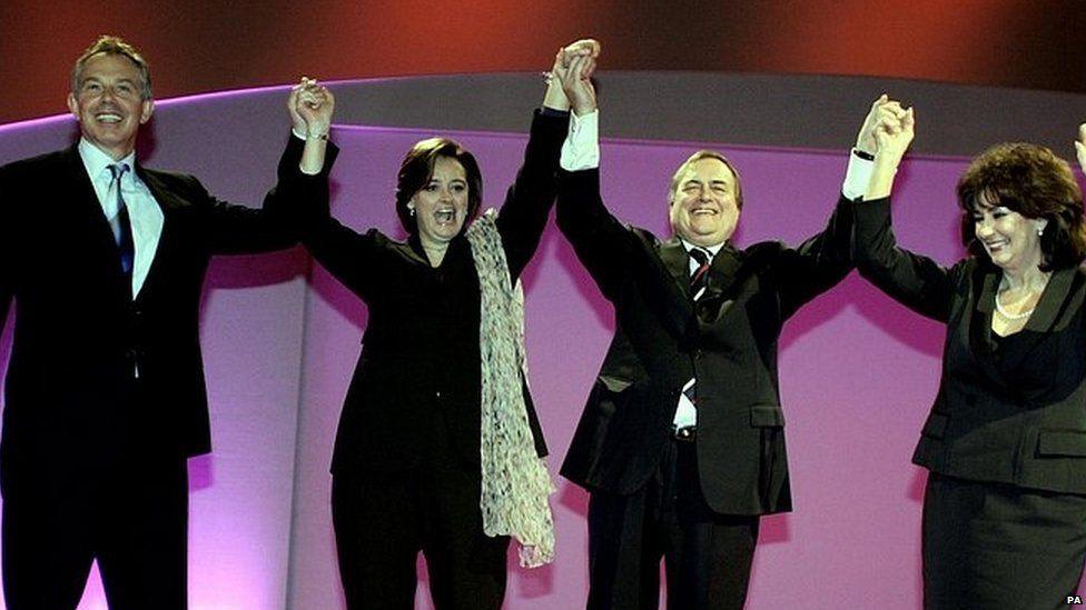 John Prescott with his wife Pauline and Tony and Cherie Blair at the 2006 Labour Party conference