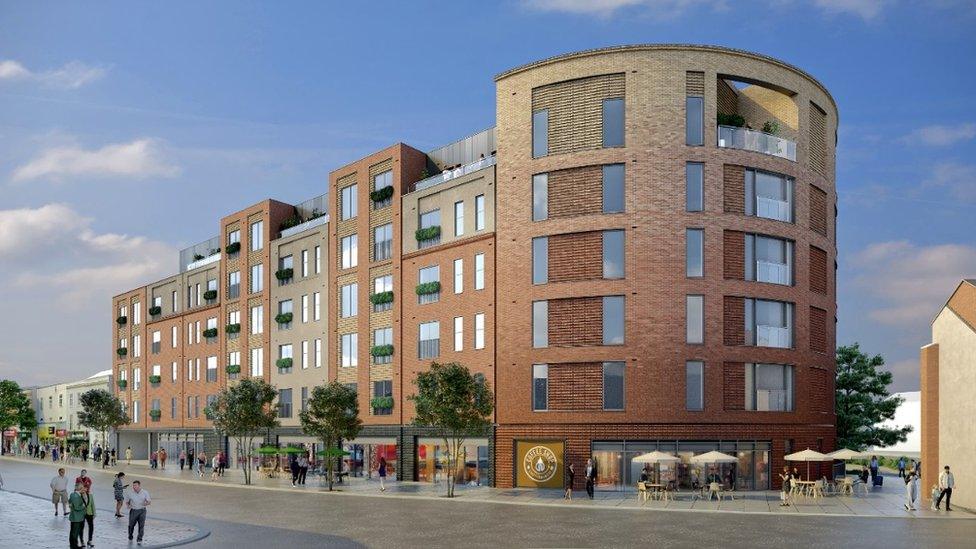 Artist's impression for new flats on site of Debenhams in Taunton