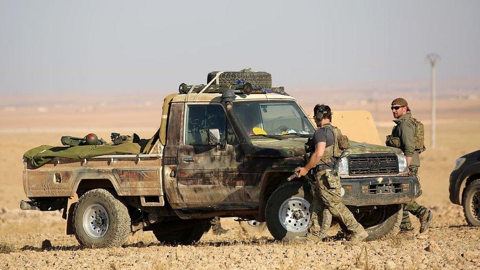 Western special forces, supporting the US-backed Kurdish-Arab forces, deploy on the frontline, one kilometre from the Syrian town of Ain Issa, some 50 kilometres (30 miles) north of Raqa, on November 6, 2016 as they launched an offensive on the Islamic State group's de facto Syrian capital