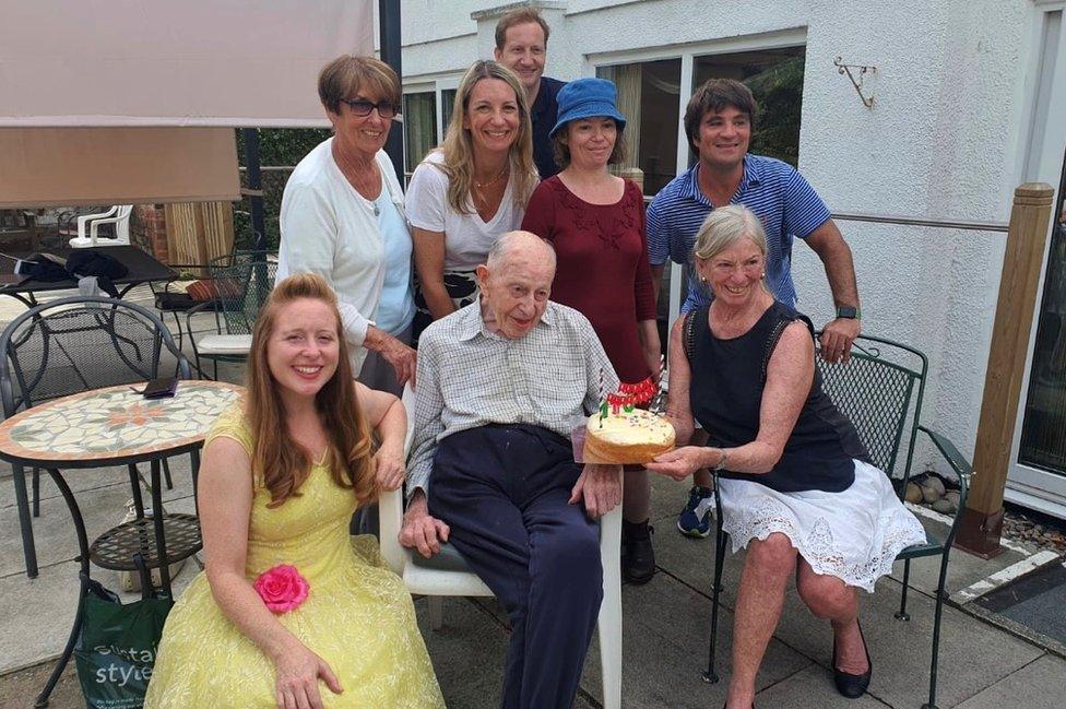 John Tinniswood celebrating his birthday with his family