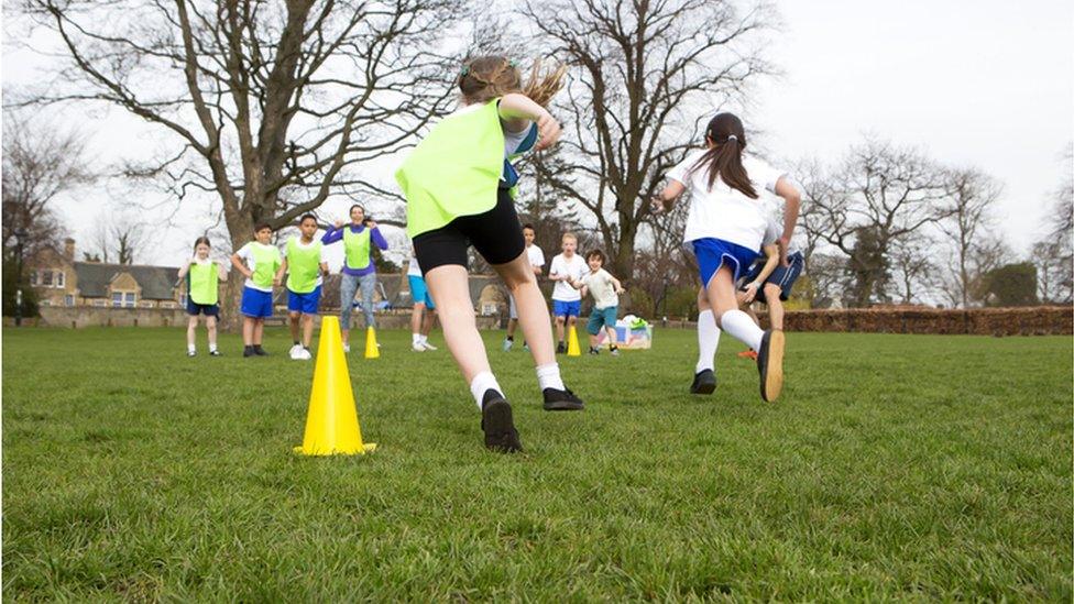 children doing PE