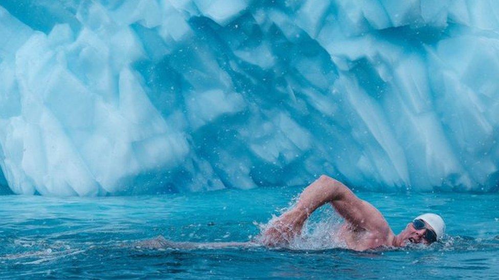 Lewis Pugh swimming in icy waters