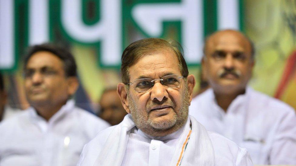 Politician Sharad Yadav during the launch of new party Loktantrik Janata Dal at Talkatora Stadium, on May 18, 2018 in New Delhi, India.