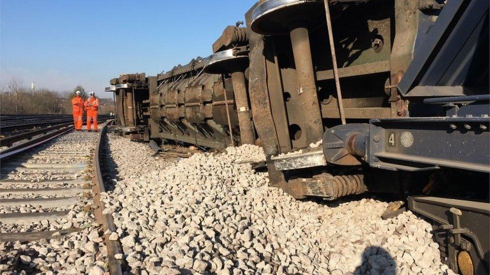 derailed freight train