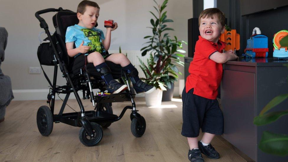 Luke, 4, with his younger brother, Seán, 2, both boys have SMA