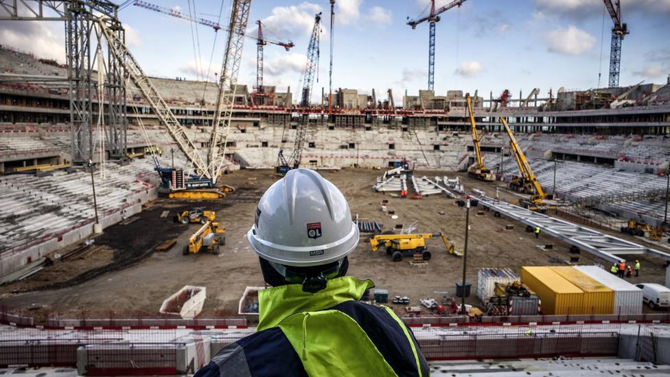 The new stadium in Lyon under construction last month