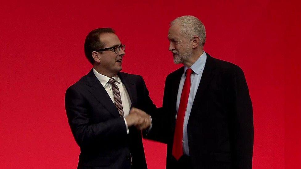 Owen Smith congratulates Mr Corbyn