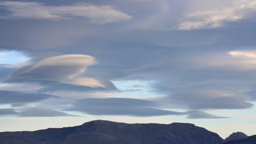 Hugh Pugh took this picture of spectacular cloud formations over Tryfan and Carneddau from his home in Menai Bridge.