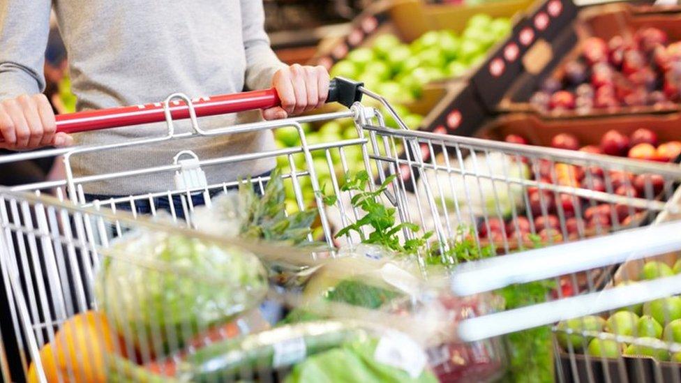 Shopping trolley in supermarket